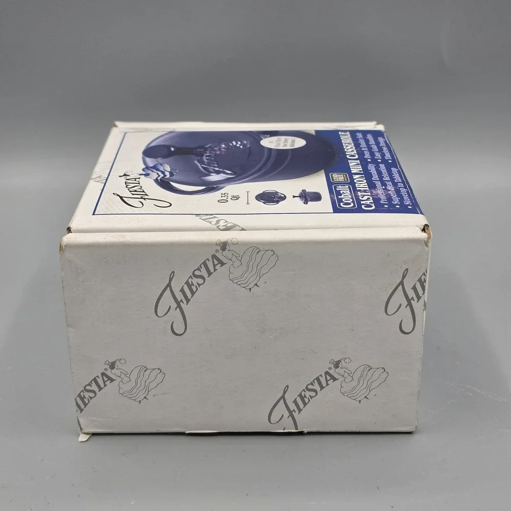 NEW Fiesta Mini Casserole 0.35 Qt Cobalt Blue Cast Iron Dutch Oven Cookware